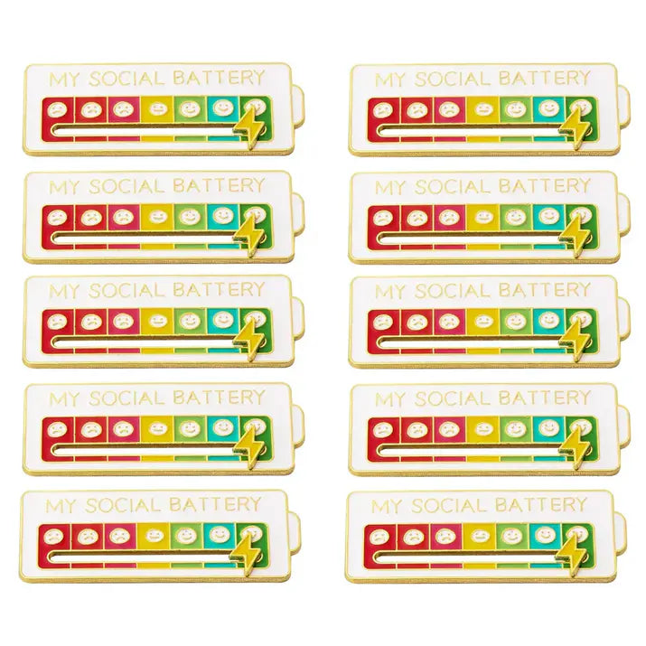 Social Battery Status Brooch