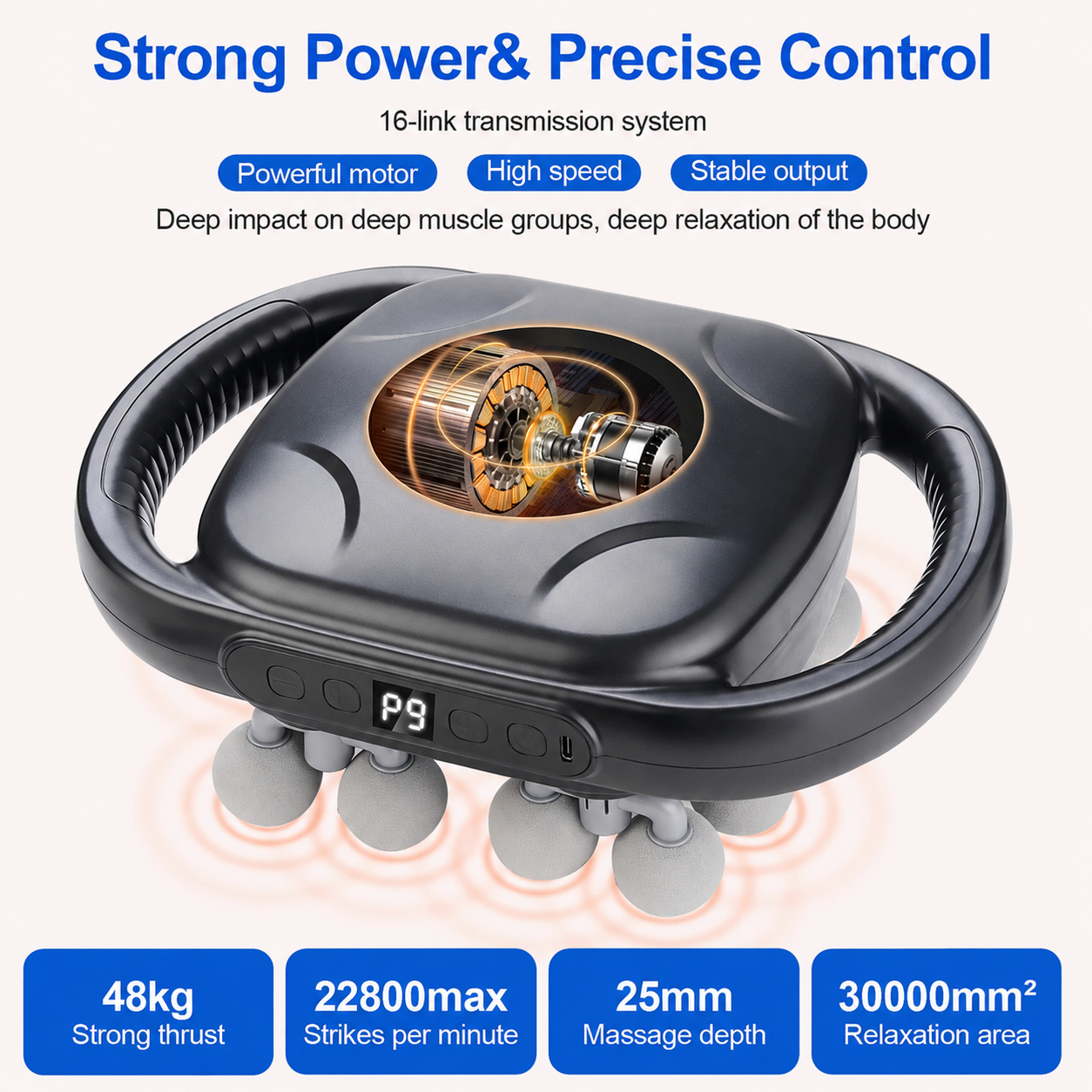 16-head Massager, Electric Muscle Massager, Portable Handheld Muscle Massager - Velqour