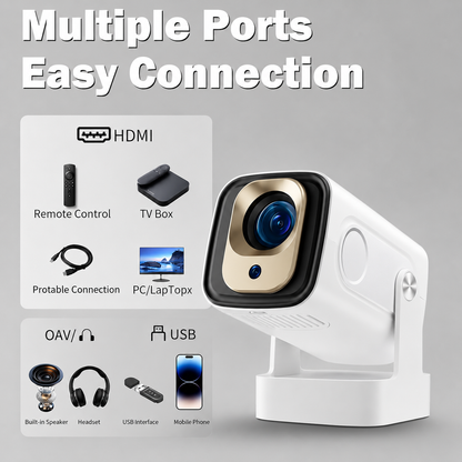 Smart Projector with 1080p Auto Focusing Multi Functional Short Throw Projection Capabilities