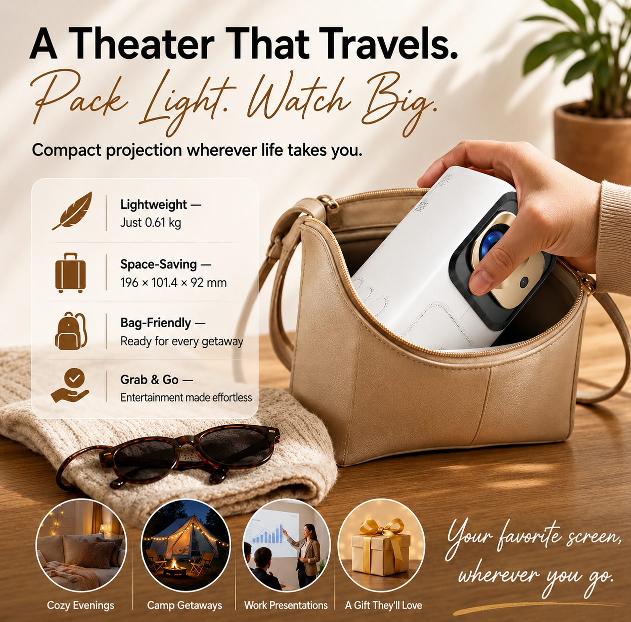 Smart Projector with 1080p Auto Focusing Multi Functional Short Throw Projection Capabilities